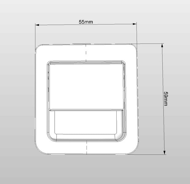 Schnappschloss 55 x 59 mm für Türstärken 12 - 18 mm - Matt Chrom / Schwarz