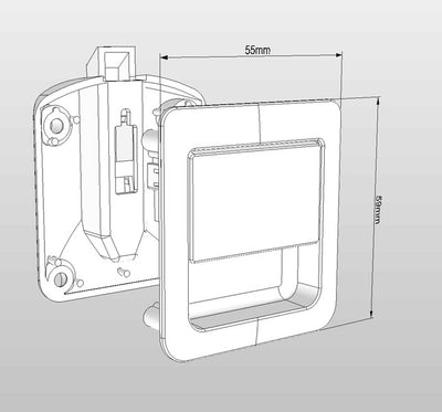 Schnappschloss 55 x 59 mm für Türstärken 12 - 18 mm - Matt Chrom / Schwarz