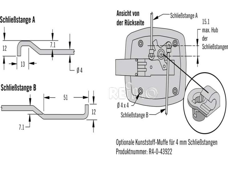 Kofferklappenschloß weiß