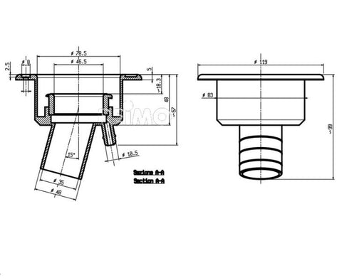 Füllstutzen 40mm /Wasser/ schwarz
