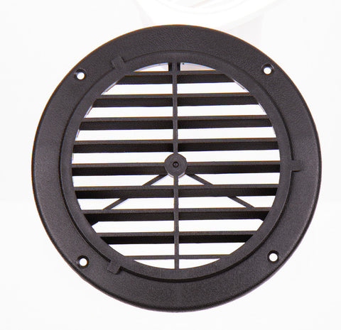 Grille de ventilation, noire, extérieure : 164 mm, ronde