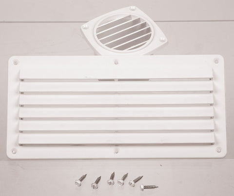 Grille de ventilation, blanche, 264x127mm, carrée, avec vis