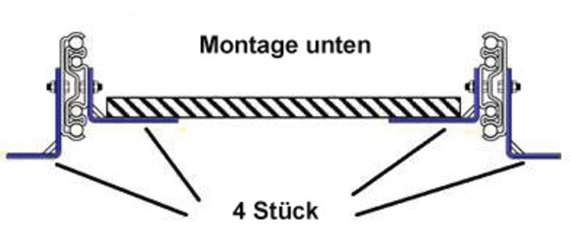 Befestigung für Vollauszug, Länge: 559mm, 2x L-Winkel