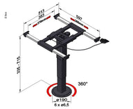 Ilse Technik Liftgestell mit Verdrehung und Verschiebung, höhenverstellbar 335-715mm
