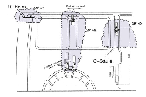 3-Punktgurtadaption VW T5 Kastenwagen Set 1 C-Säule links oder rechts