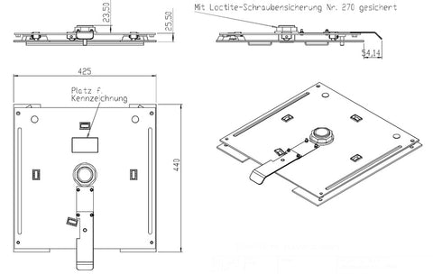 Console girevole, base piatta per VW T5 e T6, lato passeggero