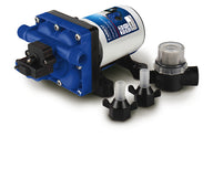 Selbstansaugende Druckwasserpumpe 12 V – 13,2 l min, 3,8 bar, 4-Kammer-Membranpumpe inklusive Filter und Schlauchadapter