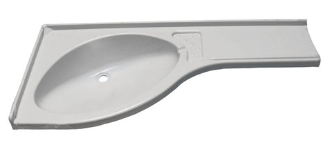 Mensola per lavabo angolare destra bianca 840x375x150mm