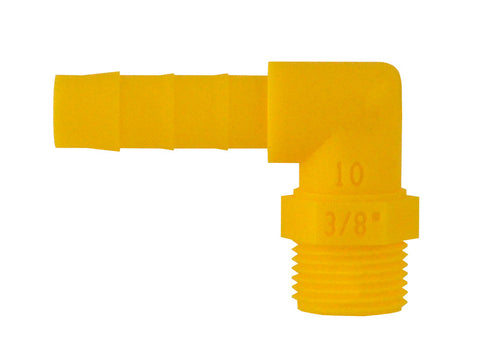 Raccord à visser coudé à 90° pour tuyau 10 mm 3/8 blanc-jaune