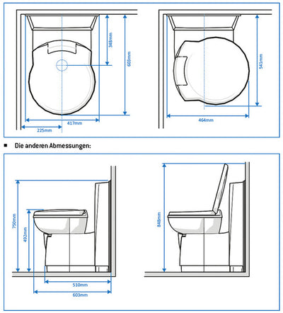 Cassettentoilette C262-CWE, Spülung elektrisch, Kunststoff weiß