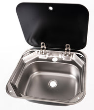 Waschbecken / Lavabo / Spülbecken / Spüle / Brünneli - Edelstahl, mit Glasabdeckung, Carbest