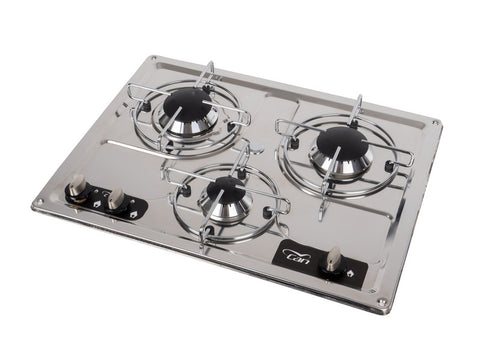 Cuisinière 3 feux inox L47 x P36 x H4+9 cm