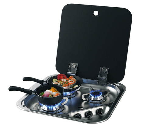 cuisinière 3 feux 30 mbar en acier inoxydable