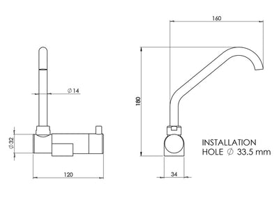 Einhebelmischer für Waschbecken 350x320x180 70508