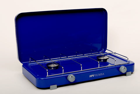Cuisinière à gaz Rumba avec dispositif de sécurité d'allumage 2 feux - Bleu - 30 mbar