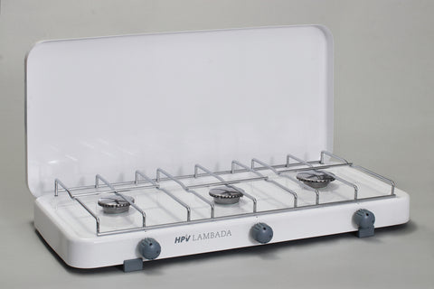 Cuisinière à gaz Lambada avec sécurité d'allumage 3 feux - Blanc - 50 mbar