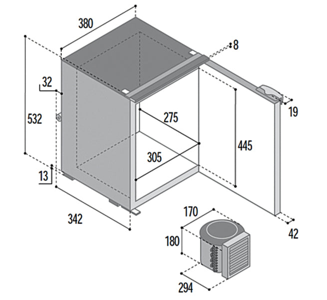 Vitifrigo C42L Kompressor-Kühlschrank - Schwarz, 42 Liter