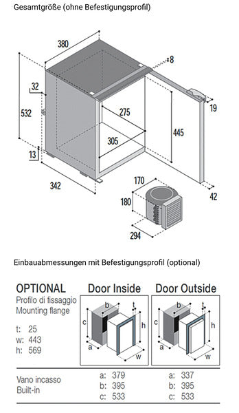 Vitifrigo C42L Kompressor-Kühlschrank - Grau, 42 Liter