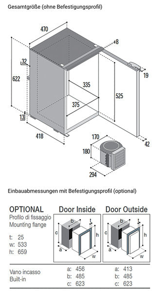 Vitrifrigo C75L Kompressor-Kühlschrank - Grau, 75 Liter