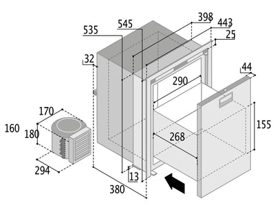 Vitrifrigo C42LX Edelstahl-Kühlschrank - 12/24V, 42 Liter