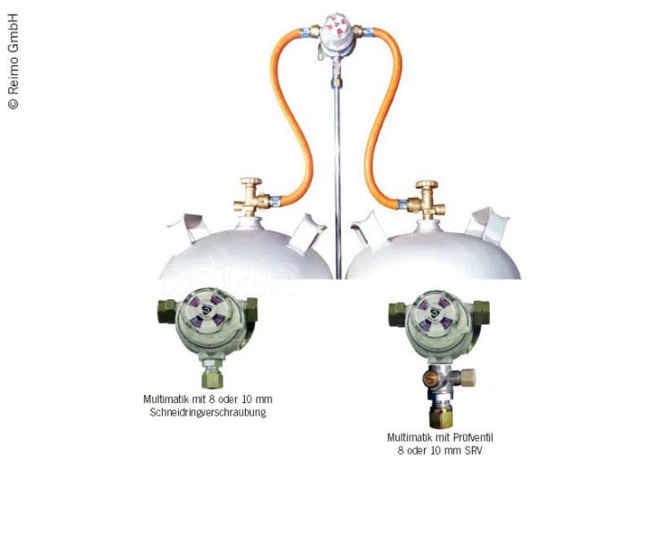 Multimatik 2-Flaschenanlage 30 mbar Ausgang 8mm m.Prüfventil