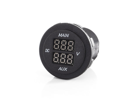 Voltmètre à double LED (MAIN / AUX) pour batterie du véhicule et de bord