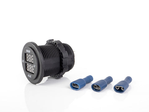 Voltmètre à double LED (MAIN / AUX) pour batterie du véhicule et de bord