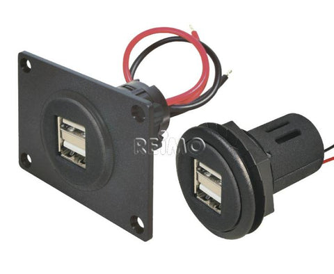 Presa USB da incasso 12/5V con doppia USB 2x2,5A con piastra di montaggio
