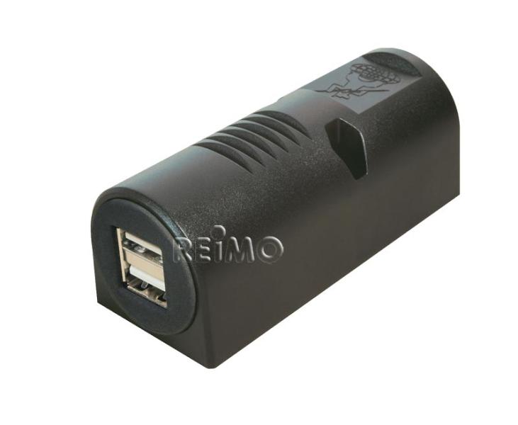 USB-Aufbaudose 12/5V 5A mit Doppel-USB 2x2,5A