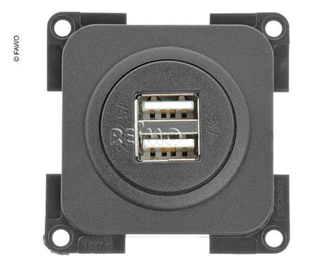 Prise de charge double USB, gris ardoise, en vrac