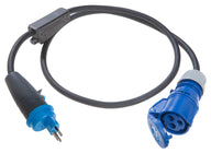 Rallonge adaptatrice CEE Suisse – fiche CH type 13 vers prise femelle CEE, 1,5 m, avec fusible 10 A