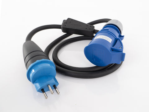 Câble adaptateur CEE Suisse (fiche CH et raccord CEE) avec fusible 10A