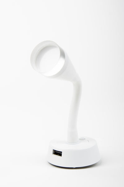 Faretto LED Carbest con braccio flessibile e presa di ricarica USB