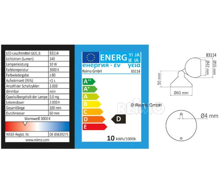 Carbest Halogen-Aufbaustrahler mit Schalter - Weiß, 10W, aus Kunststoff