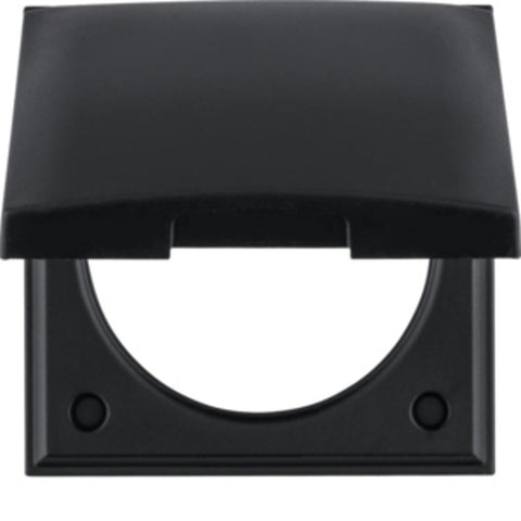 Telaio per presa Berker INTEGRO in granito nero con coperchio incernierato, SB