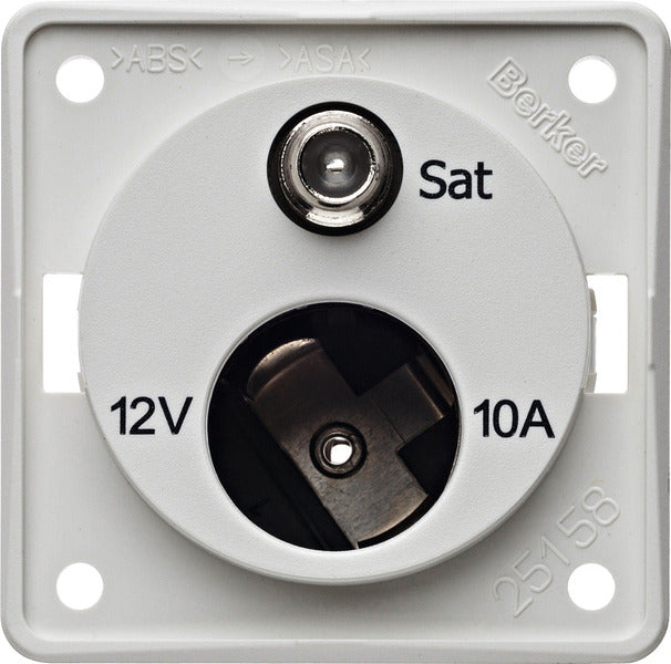 SAT Buchse mit 12V Dose, polarweiß