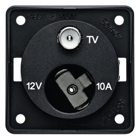 Prise d'antenne TV avec prise 12V, anthracite