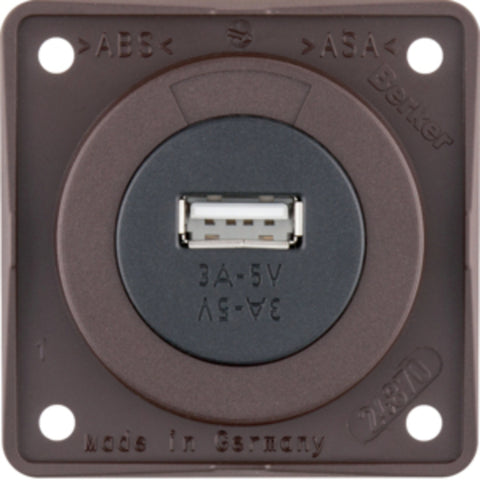 Prise USB pour panneau, marron mat, 12 V, courant de sortie 3 A
