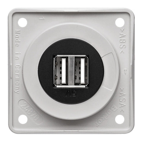 Presa di ricarica USB Berker 12V doppia, bianco polare lucido, inserto nero