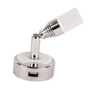 Liseuse LED 12 V avec port USB et interrupteur à bascule – 1 W, chrome