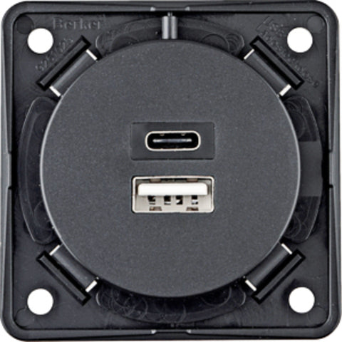 USB-A/-C Ladesteckdose - Anthrazit matt