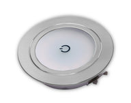 Spot LED encastrable avec interrupteur tactile – 12 V, 1,56 W, Ø 68 mm, aluminium brossé