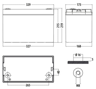 Deep-Cycle AGM-Power Line Batterie 120 Ah