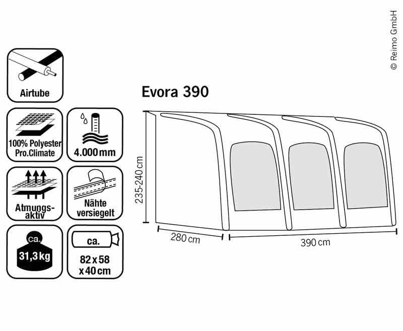 Outdoor Revolution EVORA 390 PRO CLIMATE Caravanvorzelt