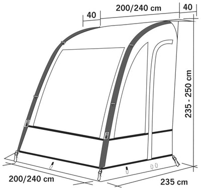 Aufblasbares Teilzelt für Caravan Lynx 200