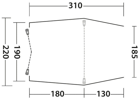 Tente arrière autoportante SANDCREST L pour bus hauteur 175 - 205 cm