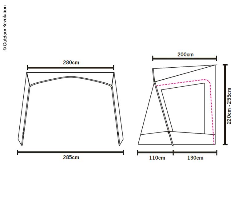 Sonnendach TECH-LINE Canopy Midline 280x240, Höhe 220-255 cm