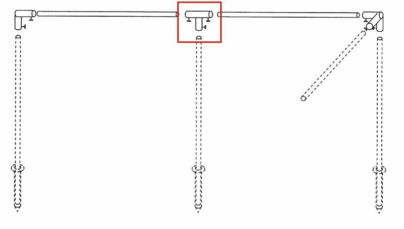 Windschutzgestänge T-Stück, Stahl