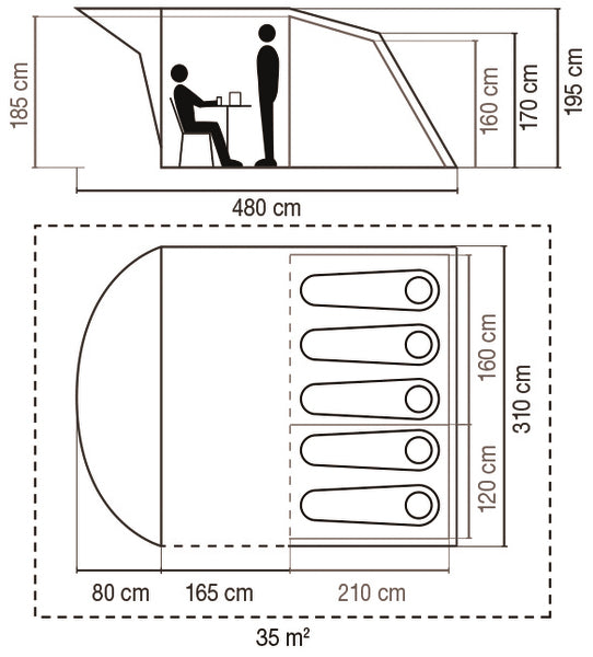 ROCKY MOUNTAIN 5 PLUS - Familienzelt für 5 Personen, Nachtschlafkabine