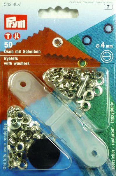 Ösen mit Scheiben in Messing 50 Stück, 4mm